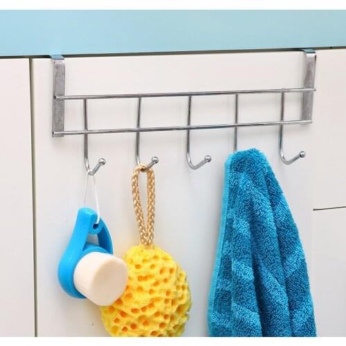 Creative Stainless Steel Kitchen Cabinet Hooks Door Rack Hooks Nail-Free Bathroom Hanging Sundries Towel Storage Rack Organizer