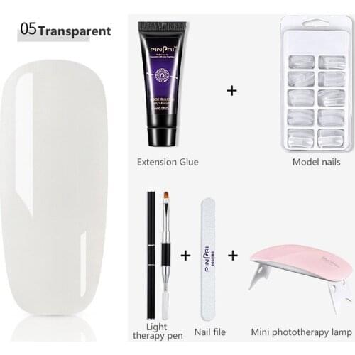 1 Set Nail Extension Fiber Crystal Gel Builder 15ml Quick-Drying Nails Model With UV Polish Gel Light Nail Art Tools Kit TSLM1