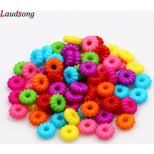 50Pcs 8mm Mixed Color Round Ring Acrylic Loose Spacer Beads For Jewelry Making Bracelet Necklace DIY Accessories