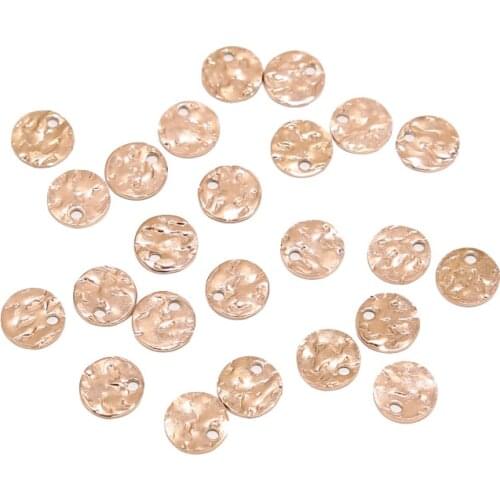 20pcs Rose gold Tone Stainless Steel Disc Charms 8/10/12mm Round Blank Coin Pendents Connectors For DIY Jewelry Making Findings