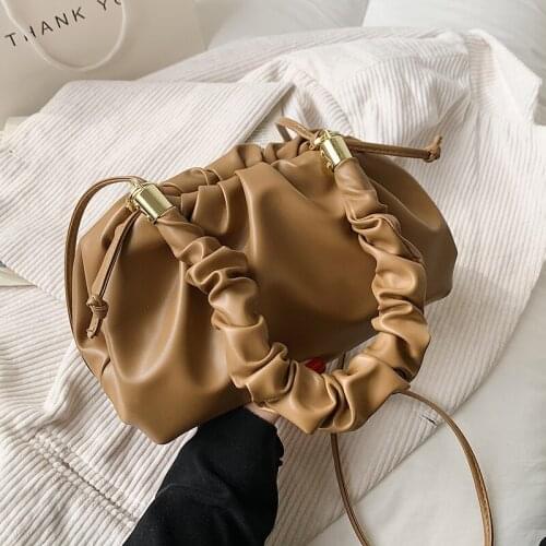 Folds Design Small Simple PU Leather Shoulder Crossbody Bag For Women 2021 New Hot Summer Handbags And Purses Travel Totes