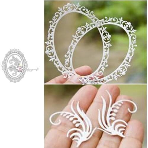Mmao Crafts Metal Steel Cutting Dies New Flowers vine oval frame Stencil For DIY Scrapbooking Paper/photo Cards Embossing Dies