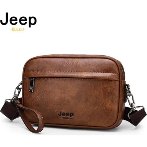 JEEP BULUO Casual Letter Crossbody Bags for Men PU Shoulder Bag Small Mens 2021 New Bolsas Fashion Messenger Bag for 9.7" iPad