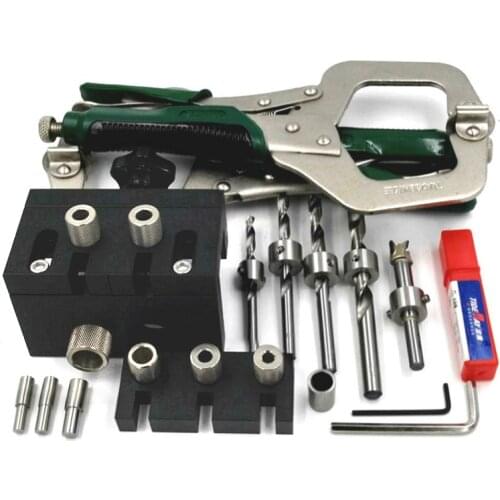 3 In 1 Woodworking Doweling Jig Connector Kit with Positioning Clip Drilling Guide Embedded Nut Puncher Locator Fixture Tools