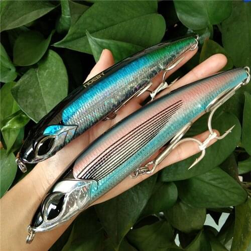 Noeby 2pcs Sinking Pencil Fishing Lure 150mm 62g 185mm 130g Stickbait Wobbler Artificial Hard Bait for Sea Tuna Fishing Lure