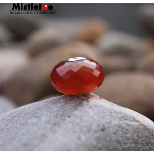 Mistletoe 925 Sterling Silver Faceted Fine Natural Orange Agate Stone Bead Jewelry