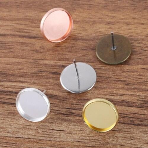 100pcs Metal Copper Stud Earrings Setting Fit 8/10/12/14/16mm Cabochon Earrings Base For Jewelry Making