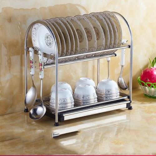 304 Stainless Steel Bowl and Dish Stand Kitchen Double Layer Leachate Stand Multifunctional Loader Kitchen Organizer