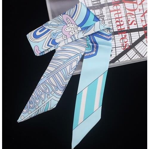 Luxury Brand New design Multi-function skinny scarves Lock printed for Ladies silk Thin and Long scarf heandband female kerchief