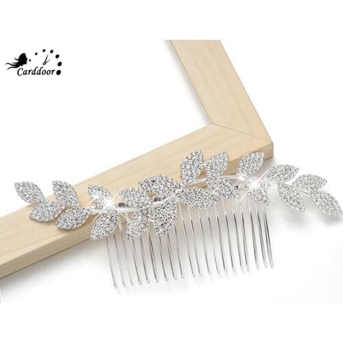 Carddoor Plant Rhinestone Hair Comb Bridal Headdress Wedding Jewelry Handmade Princess Flower Crown Hair Clip Hair Accessories