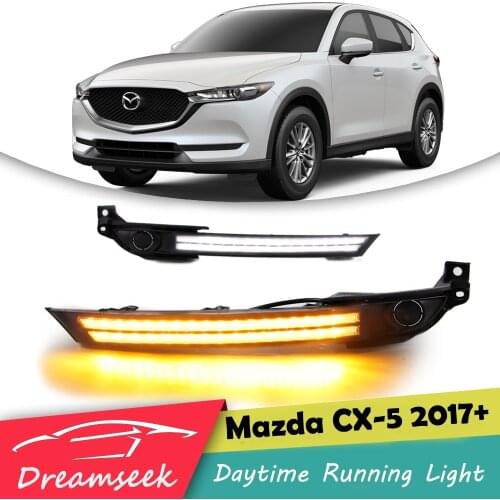 LED DRL For Mazda CX-5 CX5 2017 2018 2019 Daytime Running Light + Fog Light Bezel With Turn Signal Lamp