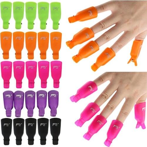 10PCS Plastic Nail Art Soak Off Cap Clip UV Gel Polish Remover Wrap Tool Nail Art Tips for Fingers Nail Polish Remover Nail Tool