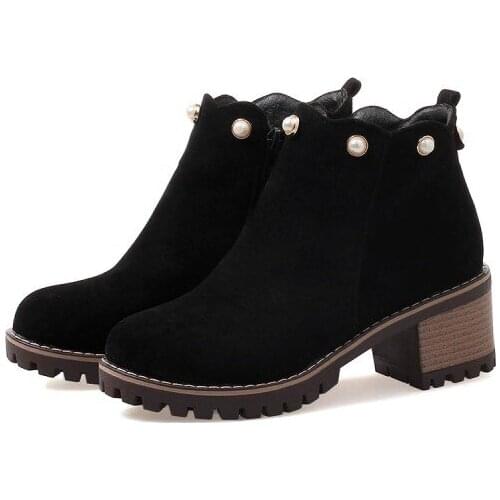 Big Size 9 10 11 12 boots women shoes ankle boots for women ladies boots shoes woman winter Pure color round head