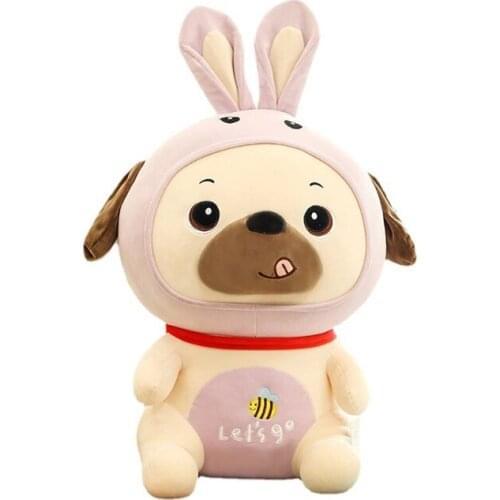 1Pcs Pet Puppy Series Preschool Toddler Stuffed Animals Toys, 43/30cm Dog Doll with Cute Rabbit Ears Hat 69HE