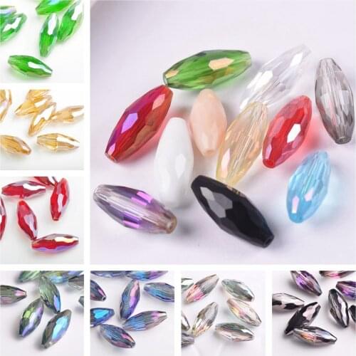 18x8mm Oval Tube Faceted Cut Crystal Glass Loose Crafts Beads for Jewelry Making DIY