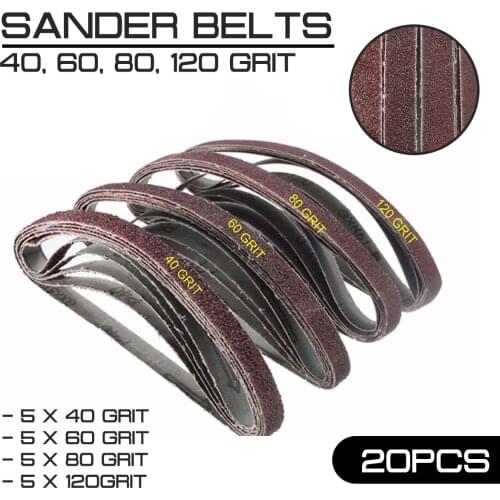 20pcs/Pack for Air Belt Sander Powerfile Sanding Sander 13mm x 457mm Belts Paper Mixed Grit 40 60 80 120