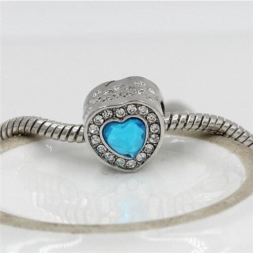 2018 DIY Jewelry Heart Beads with CZ Stone fit pan Charm Bracelet for Women Rhineston Charm Beads Women Bracelet & bangle