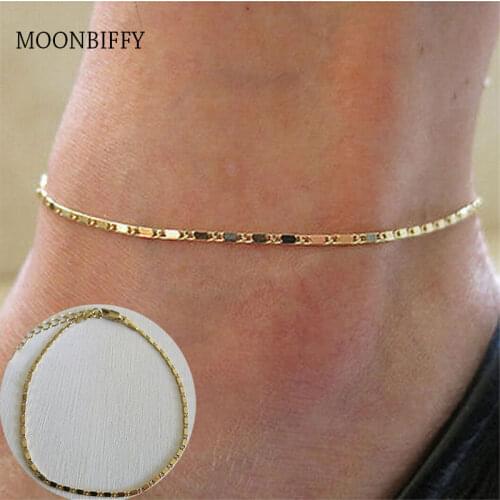 2021 Simple Woman Anklets Casual/Sporty Gold Silver Color Chain Women Ankle Bracelet Jewelry