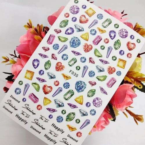 3D Nail Sticker Sliders Foil Design Beautiful Colorful Diamonds Gemstone Nail Art Decoraciones Manicure Accesorios Tips