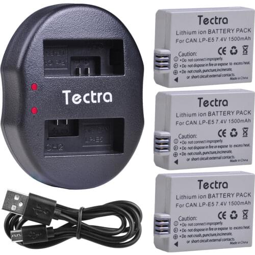 3pcs LP-E5 LPE5 Battery for Canon 450D 500D 1000D Kiss Digital X2 X3 F Rebel XSi Xli XS Camera LP E5 Battery+USB Dual Charger