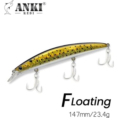 ANKIKEDI Long Throw 147mm/23.4g Simulated Mino, Diving Depth 0.3-1m, Hot Money Turmoil, Strong Temptation