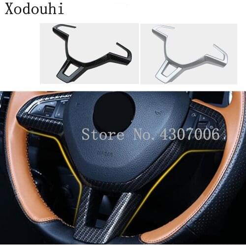 Car ABS Matte/Carbon Fiber Stick Cover Steering Wheel Kit Trim Lamp Frame Panel 1pcs For Skoda Karoq 2017 2018 2019 2020