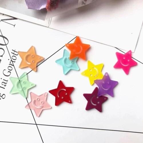 10pcs new Acrylic Smiley face pentagram charms keychain pendant earrings Hang a neck chain DIY gift decoration