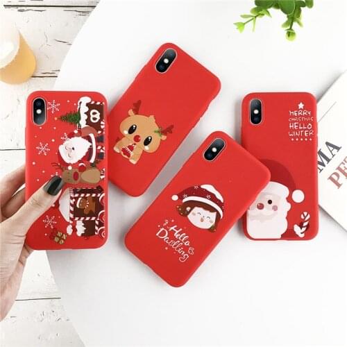 Lovely Christmas Phone Case For iPhone 12 11 13 Pro Mini XR X 10 XS Max 7 8 6 6S Plus SE Soft TPU Cartoon Deer Bear Phone Case