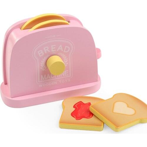 Wooden Kitchen Pretend Play House Bread Machine Toy Montessori Early Education Puzzle Simulation Kitchen Set Baby Fun Toy Gift