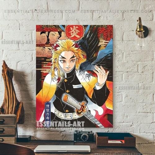 Kyojuro Rengoku Kimetsu no Yaiba Canvas Wall Art Poster Home Decor Painting Bedroom Study Living Room Decoration Prints Pictures