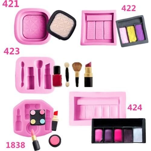 Makeup Tools Cake Moulds Lipstick Nail Polish Chocolate Party DIY Fondant Cake Decorating Tools Silicone Mold Dessert Mould Tool