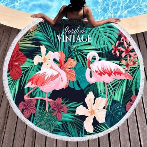 Round Beach Towel Geometric Mandala Round Bath Shower Towel With Drawstring Storage Bag Yoga Mat Blanket Summer Beach Supplies