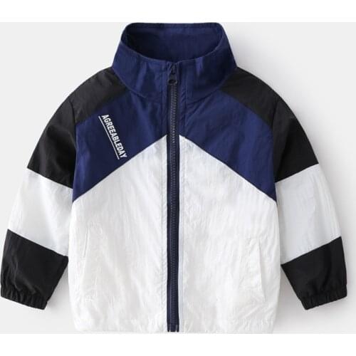 Baby Boys Jackets Children Wear Spring And Summer New Color Matching Coat Fashion Lightweight Sun Proof Zipper Tops 2021 New