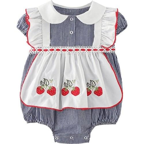 Summer newborn baby girl clothes outfit rompers plaid sets jumpsuit for girls baby clothing 1st babies infant birthday rompers
