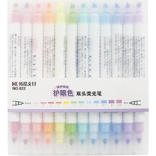12 Pcs/set Double Head Nite Writer Pen Marking Pen School Office Supplies Art Highlighter Drawing Mark Pen Stationery e30