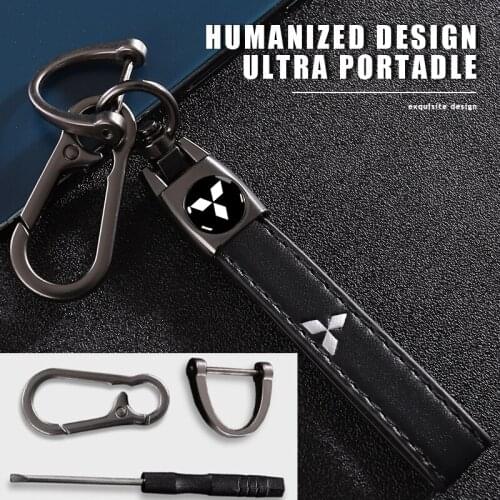 Metal Key Ring Car KeyChain With Auto Logo Steel Buckle Anti-Lost Accessories For Mitsubishi Outlander Lancer L200 ASX Pajero