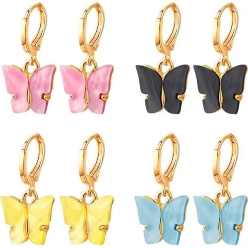Fashion Valentines Day Ornaments Stylish Acrylic Resin Butterfly Earrings Women Date Jewelry Gift For Girl Hang out Dating Wear