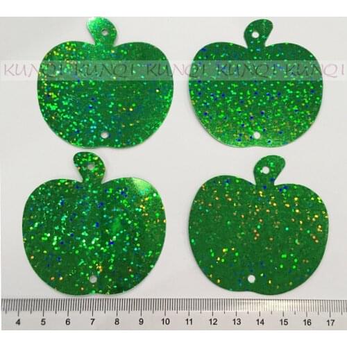 New ! 35pcs 60mm Large Green Apple Loose Sequin Paillette Crafts Sewing ,Women Kids Diy Garment Accessories Laser Green