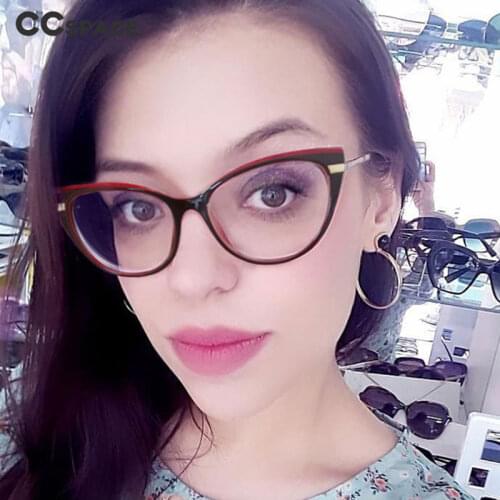 48276 Plastic Titanium Spring Leg Cat Eye Glasses Frame Anti-Blue Light Male and Female Optical Fashion Computer Eyeglasses