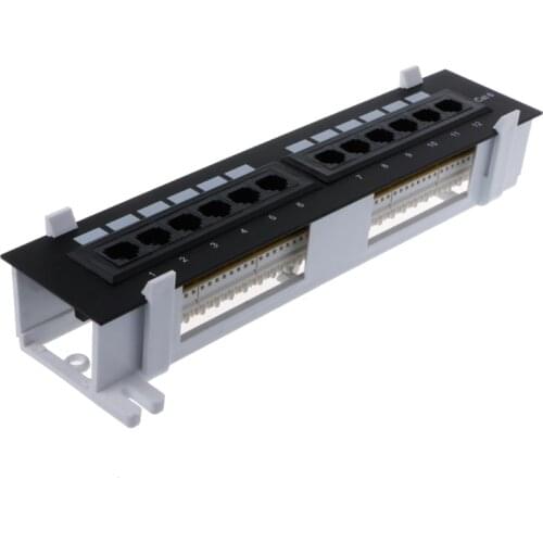 12 Port CAT6 Patch Panel RJ45 Networking Wall Mount Rack Mount Bracket