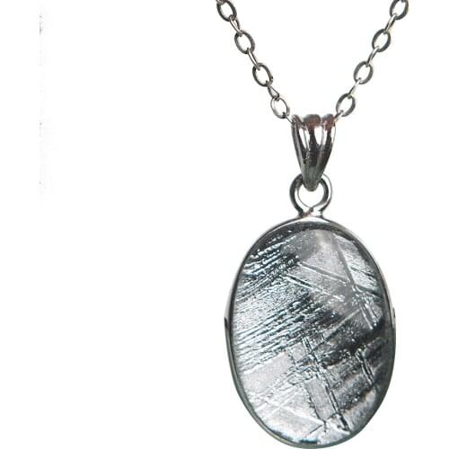 Genuine Natural Gibeon Iron Meteorite Pendants Moldavite Silver Beads 21x14x6mm Powerful Women Men Necklace AAAAA