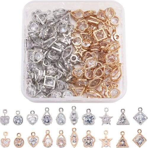 80pcs/box Mixed Shapes Alloy Charms Pendants for bracelets necklace DIY jewelry making Accessories Decor Mix Color