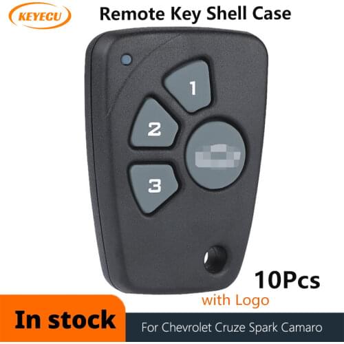 KEYECU 10x Remote Car Key Shell Case Fob 4 Button for Chevrolet Cruze Spark Onix Silverado Volt Camaro