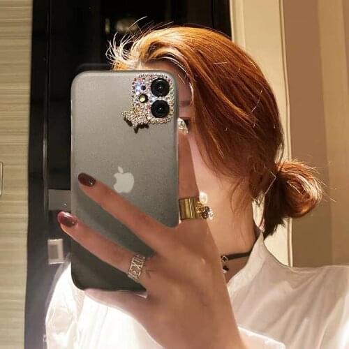 Luxury Fashion Bling Diamond Lens Crystal Butterfly Translucent Frosted Case Cover For iPhone 11 Pro Max X XR XS Max 8 7 Plus SE