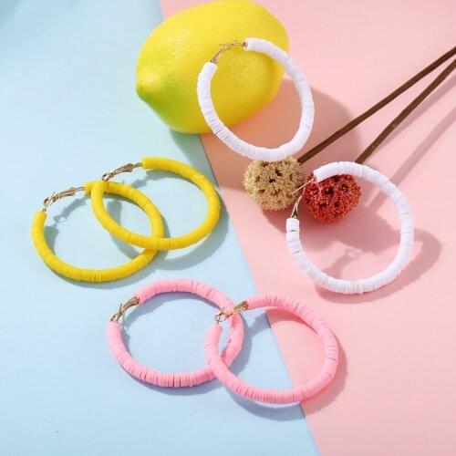Trendy Simple Candy Color Yellow White Pink Big Circle Hoop Earrings For Girls Women Party Jewelry Colorful Loop Earrings