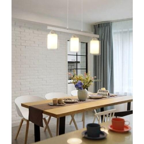 Restaurant rectangular modern minimalist three-head dining table lamp glass bar chandelier creative personality hotel lamps