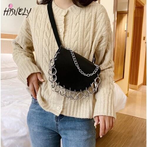 HISUELY Famous Designer Women Pu Leather Crossbody Bags Shopping Street Female Handbags Semicircle Luxury Purse Shoulder Bags