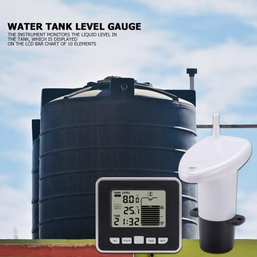 Ultrasonic Water Tank Level Meter Sensor w/Time Alarm Transmitter Receiver