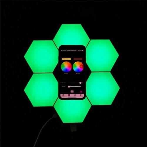 Smart home control LED decorative light mobile phone APP iridescence quantum light new splicing honeycomb lamp lights
