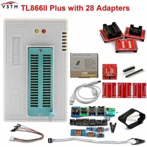 V10.41 TL866II Plus Universal Minipro Programmer with 29 Adapters+test Clip PIC Bios High speed Programmer
